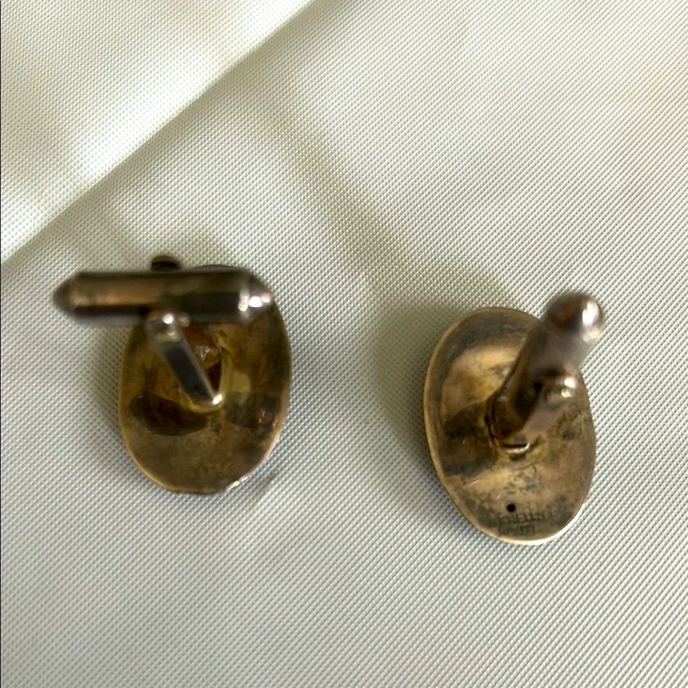 Siamese Dancing Goddess Cufflinks, Silver & enammel